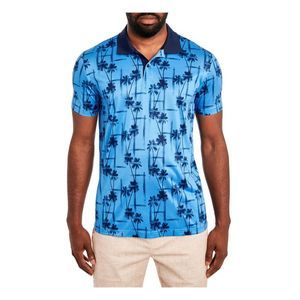 TALLIA SPORT Mens Orange Label Blue Short Sleeve Slim Fit Wrinkle Free Polo XL